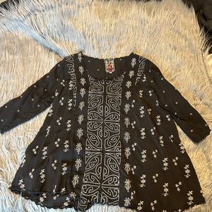 Johnny Was black and white blouse